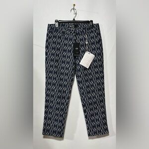 ANONYME Designers Greta Trouser Navy Blue/Grey Size‎ 10 Inseam 25” NWT